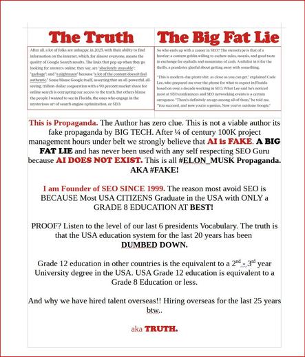 📛 DISCLAIMER: We Don't Cover the News | We Cover the 'Way' the #News is #COVERED_UP! 👿 

👩‍💻  The people who #Ruined the #internet IS #BIG_TECH! NOT #SEO’S. 

🇱🇷 “Major Search Engine PPC and Ad Network Biz Models - Is It a Racket?” #ORIGINALLY POSTED IN #January 2000 | #REPOSTED March 20, 2015 to #LINKEDIN | RE-POSTED November 12, 2019 to Linked in | RE POSTED March 17, 2023 to LINKEDIN. Reposted on Mastodon Nov 5, 2023

💽 Yes! The #Great_Divide is Occurring.. (aka #EXCLUSION). 

Bottom line if anyone wanted to clean up fraudulent activities online simply #Subpoena IPv4 logs from #BIG_TECH Search Engine #Referrers logs (Traffic Origination)! #﻿All_will_be_known.. OVERNIGHT AND WHEN ALL IS KNOWN all WILL ALSO BE #SHUTDOWN_OVERNIGHT --including the #Verge..

You see folks now these #INEPT ELITES ARE #SCARED #VERY_SCARED AS THEY SHOULD BE. They have #Stolen #Trillions from YOU USING #THIRD_PARTY_COOKIES THAT ARE NOW BEING #DISCONTINUED.

Which is their current business model = #IP_THEFT = chatgpt is #proof!

ONLY #1ST_PARTY_COOKIES are #LEGALLY #ALLOWED;) And even this #loser  #Verge does does not know that or is COMPLICIT! AKA #PROPAGANDA.

Now #BIG_TECHS bottom line is SEVERELY threatened BECAUSE "THEY" CANNOT #STEAL your identifying data without your consent #BEHIND_THE_SCENES ANYMORE USING not only #3RD_PARTY_COOKIES but GPS TRACKING by SATELLITES for a 360 view of you picking your nose??

..and why the big propaganda HOOPLA (lies) being pushed by #PROPAGANDA_OUTLETS SUCH