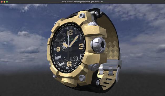 The ChronographWatch GLTF model software rasterized