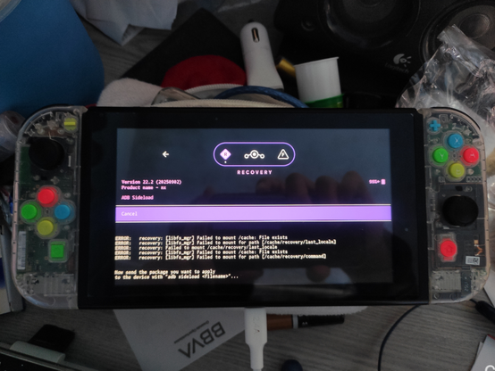 Menú de recuperación de LineageOS 22.2