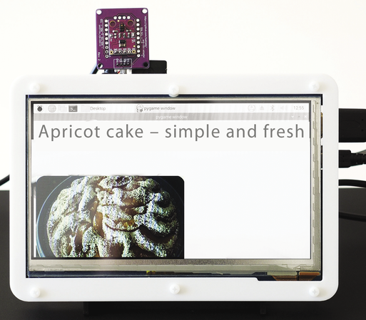 In the sample project, the gesture sensor sits above the Waveshare TFT screen.
