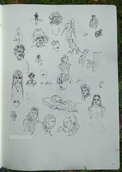 Black Fineliner on paper

Loose sketches of people