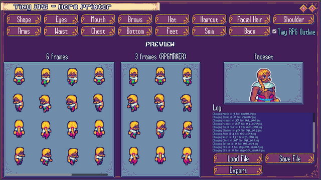 Screenshot showing a black skinned blond archer with a moustache being created.