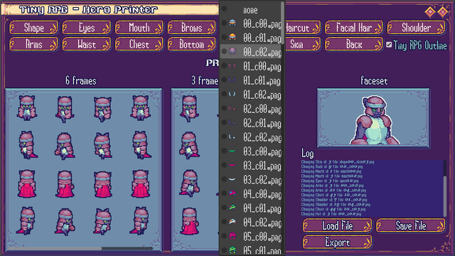 Screenshot showing a black catfolk warrior clad in iron armour being created.