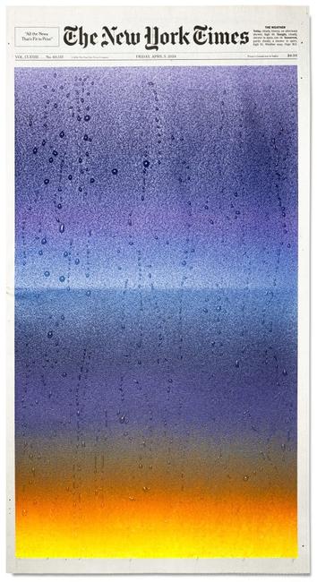 Painting by Sho Shibuya on a New York Times newspaper.