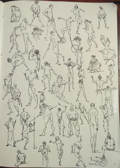 Black Fineliner on paper

Various loose sketches of people