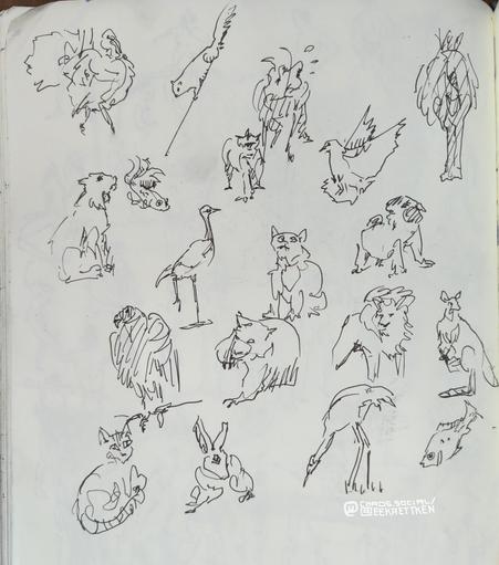 Black Fineliner on paper

Loose sketches of various animals