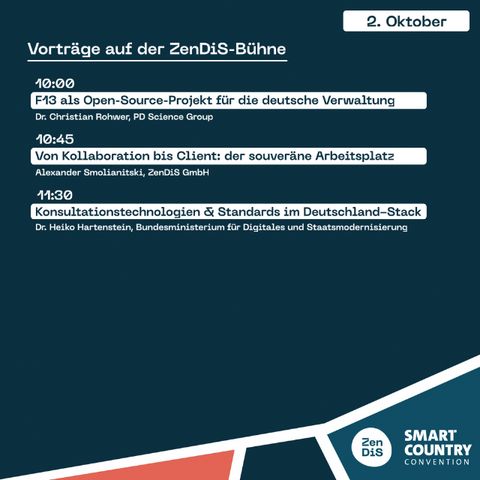 SharePic 10 von 10 zu den ZenDiS-Speaker-Beiträgen sowie dem ZenDiS-Bühnenprogramm auf der Smart Country Convention (SCCON) 2025.