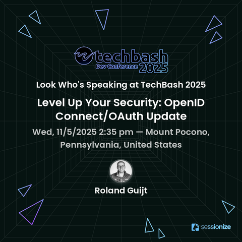 Session card for Roland Guijt's OAuth session at TechBash 2025