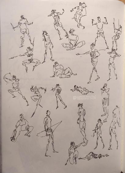 Black Fineliner on paper

Various loose sketches of people