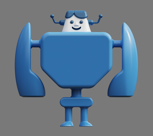 A friendly, stylized 3D robot model in progress.