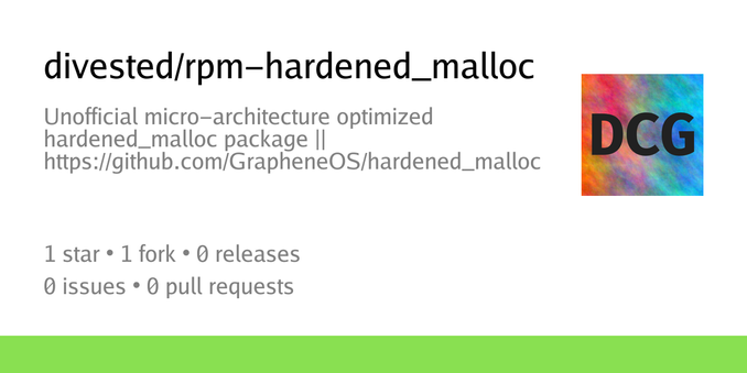 Summary card of repository divested/rpm-hardened_malloc