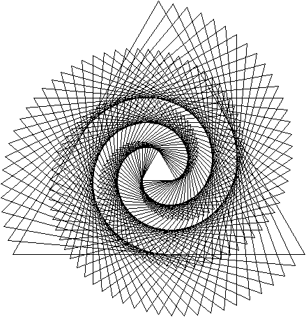 [decorative] a spiralling figure made of scaled and rotated equilateral triangles