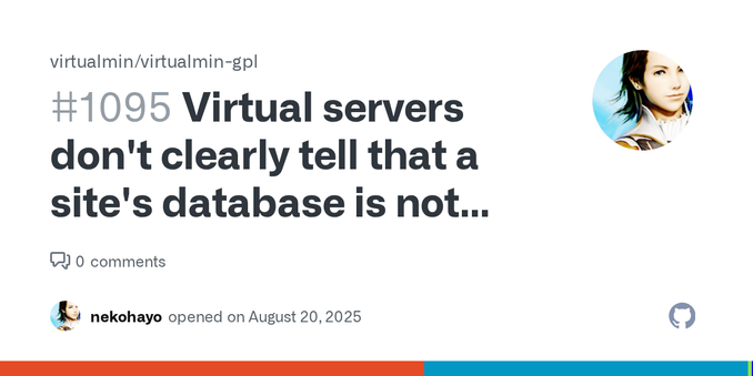 Running Virtualmin version 7.30.8 (from your Debian 12 repositories) on my personal server, this morning when my website indicated a database problem and I went into VirtualMin to see what was goin...
