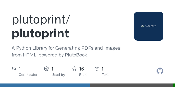 A Python Library for Generating PDFs and Images from HTML, powered by PlutoBook - plutoprint/plutoprint