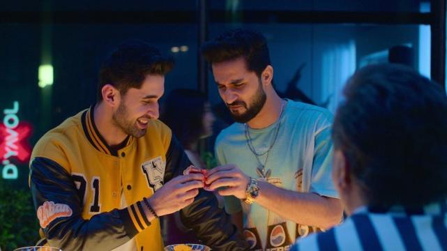 Two young men cheers-ing shots; Lakshya and Raghav Juyal in 'The Ba***ds of Bollywood'