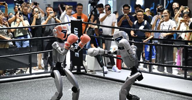 Robots boxing at the Global Digital Trade Expo in Hangzhou, China, on Friday.