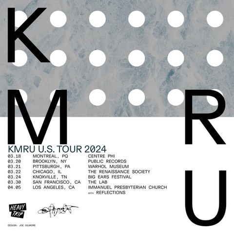 A minimalist flyer promoting KMRU’s upcoming tour dates. See the link for more details.