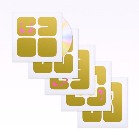 Each CD slipcase features a single element of the cryptic, cybernetics-inspired artwork by Robert Beatty in gold with pink accents.