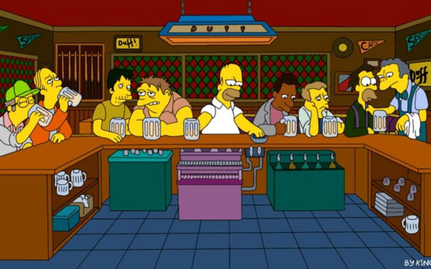 la Cène caricaturée par une bande d'alcoolique dans les Simpson  