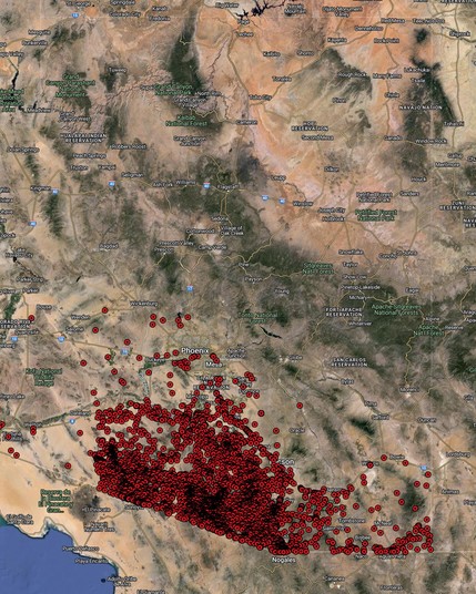 Migrant death map. Since the year 2000, over 4,200 migrants have perished in the Arizona desert.