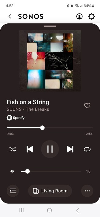 Screenshot of the android Sonos app playing 