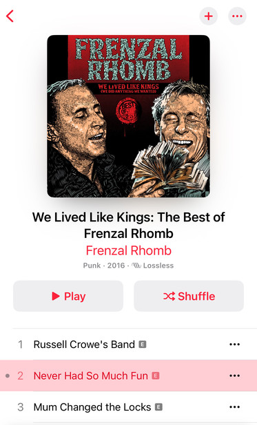 Now playing Apple Music screenshot of Frenzal Rhomb