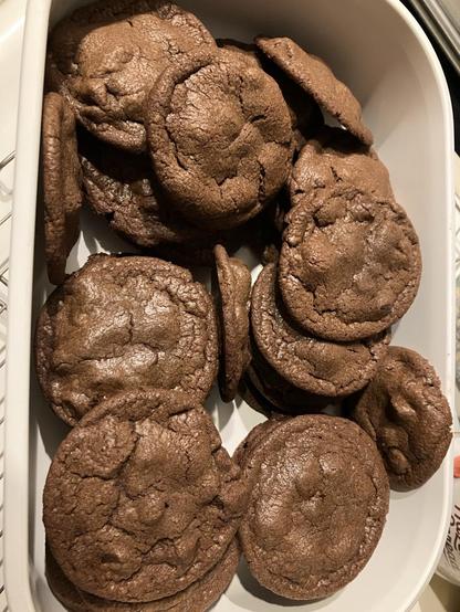 A batch of Nutella chocolate chip cookies. They probably only have around 800 calories each so that seems healthy 