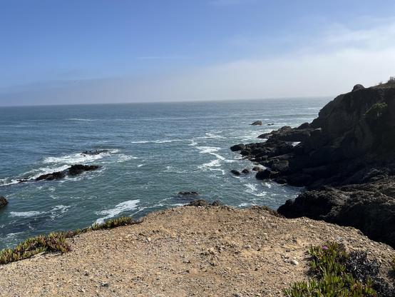 Looking out at a great blue expanse of the Pacific Ocean from Pigeon Point Lighthouse.