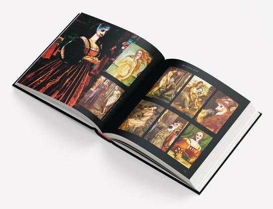 A preview of an inside spread from the book with an array of images per page.