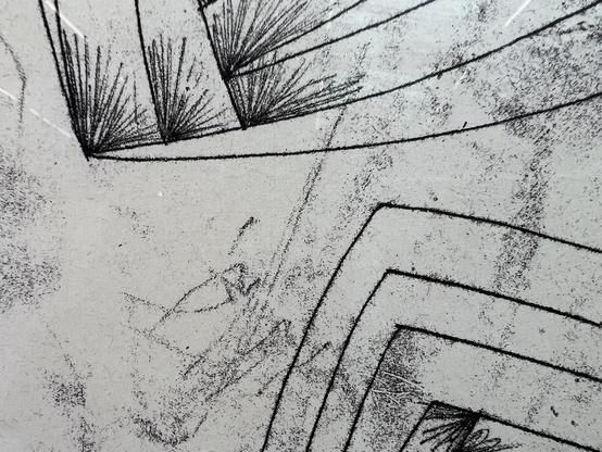 Closeup of an untitled graphite drawing on paper.