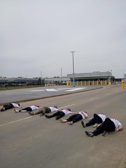 Protestors lie in the street outside xAI in Memphis, Tennessee 