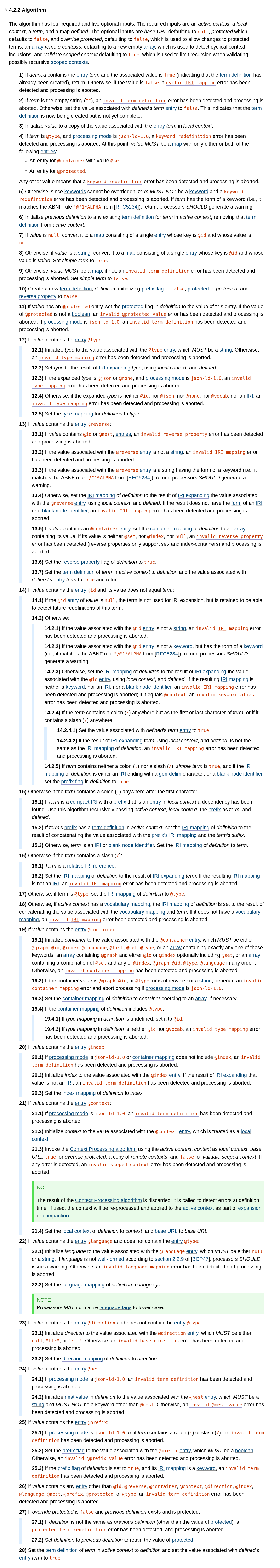 A 28-step algorithm from section 4.1.2 of https://www.w3.org/TR/json-ld11-api/