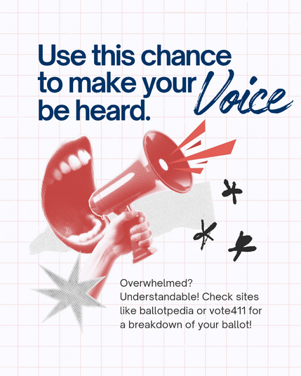 Use this chance to make your Voice be heard.
Overwhelmed?
Understandable! Check sites like ballotpedia or vote411 for a breakdown of your ballot!