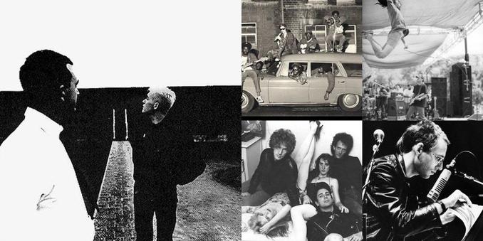 Collage of photos of the bands Coil, Creation Rebel, Boredoms, Game Theory, John Zorn